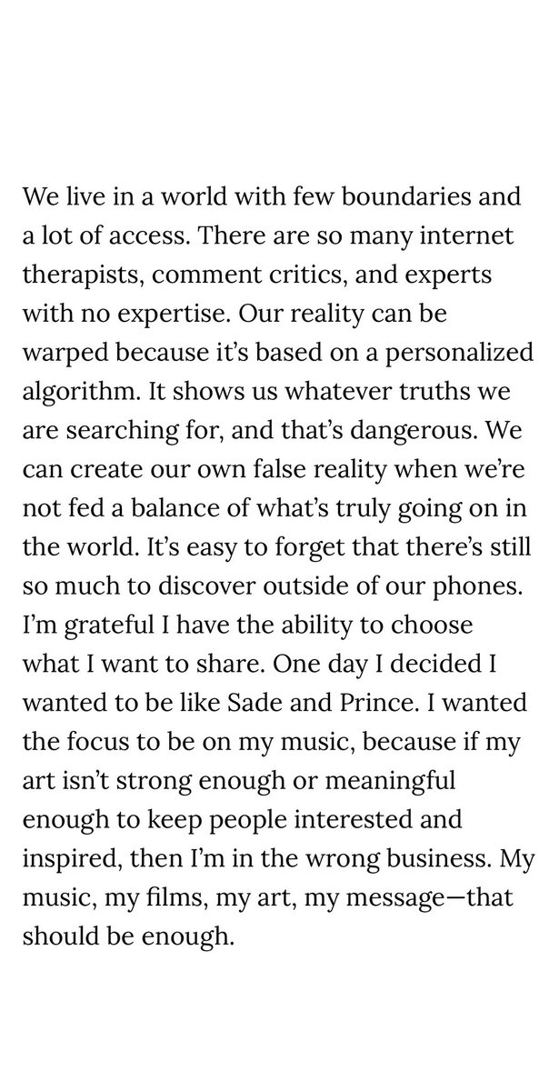 B7Album's tweet image. Beyoncé spilled in this 2021 interview

“Our reality can be warped because it’s based on a personalized algorithm. It shows us whatever truths we are searching for, and that’s dangerous.”