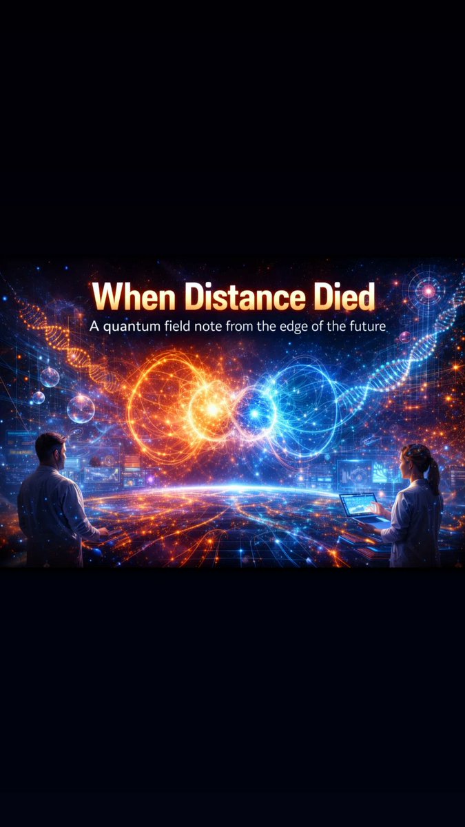 When Distance Died : A quantum field note from the edge of the future 

For full article click below 👇 

tinyurl.com/4yxa2tu7

#FutureOfHumanity #QuantumFuture #NextGenScience #GlobalInnovation
#FuturisticTechnology #DeepTech #ScienceRevolution #QuantumEra
#FutureThinking