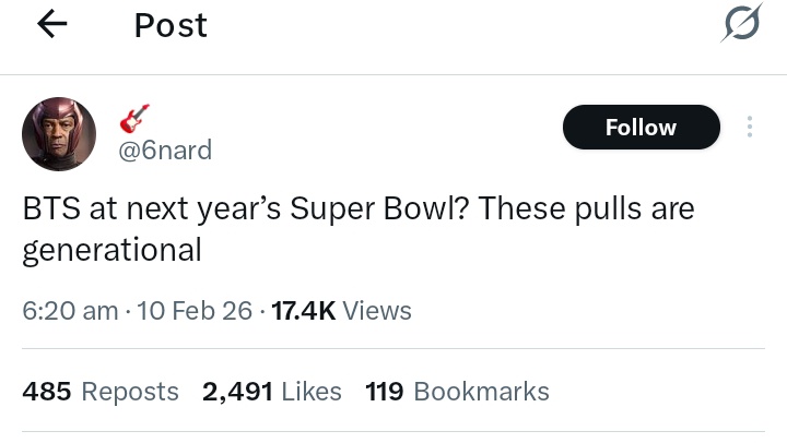 Here's a thread of Locals asking for BTS at the Superbowl 2027: