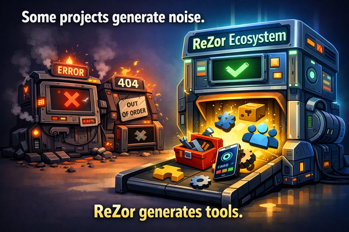 RelaxCrypto21's tweet image. Most projects talk about “community”.
Very few actually build tools for it.
ReZor isn’t just a name on X. It’s an ecosystem people can actually use. That’s the difference. 🧩⚙️
#ReZor #RZR #Web3Tools #CryptoEcosystem #BuildDifferent #UtilityOverNoise