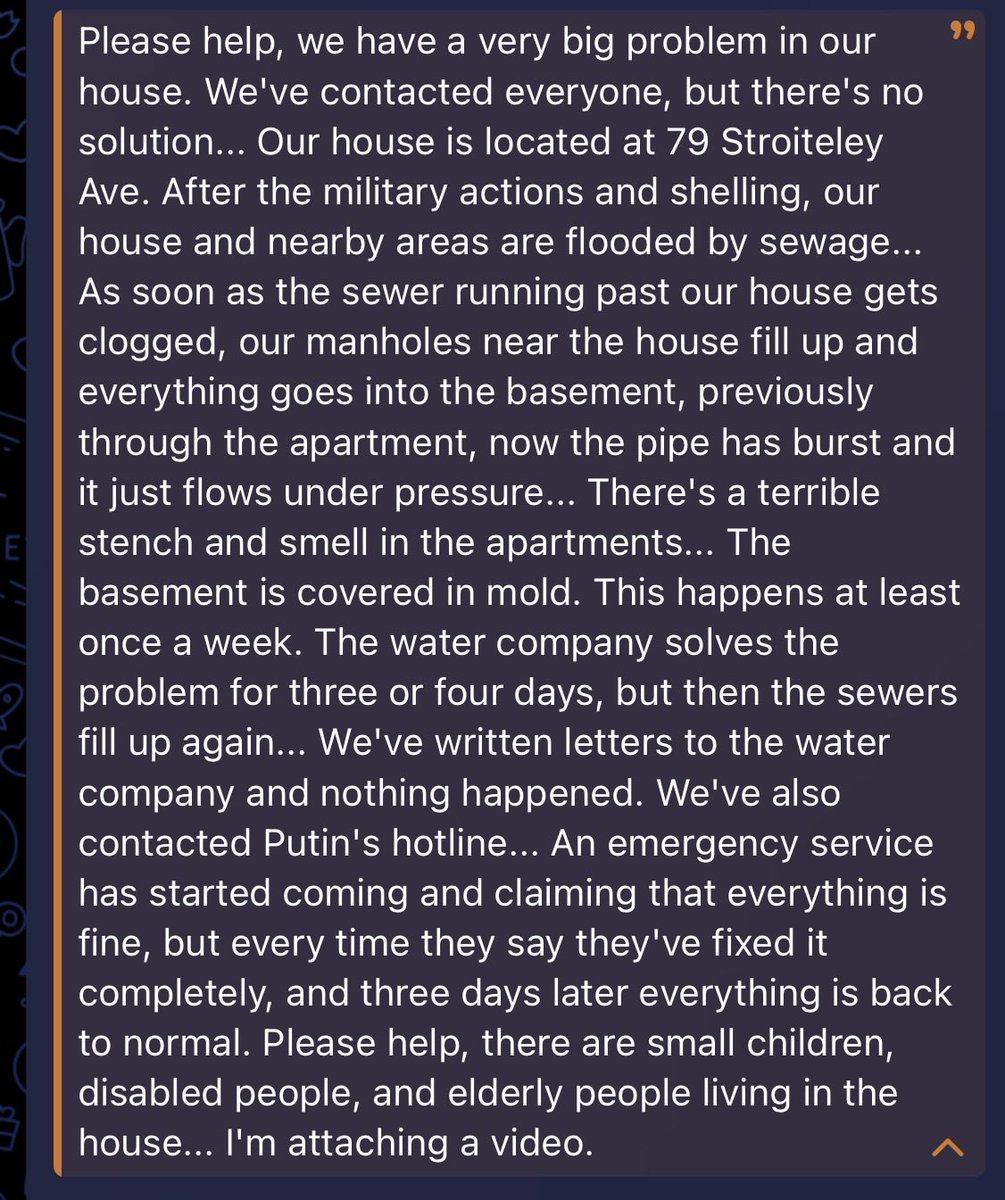 victoriaslog's tweet image. Residential buildings in Mariupol are flooded with stinky sewage water. Residents say it’s the result of Russian military actions and are asking Putin to fix it. They seal something on the surface, but within a few days the problem returns. Welcome to the “Russian world.”