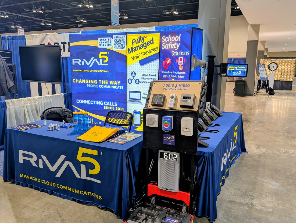 rival5tech's tweet photo. Rival5 is LIVE today at Booth 901 in the exhibit hall at #IDEAcon!

Interact with our live phones &amp; notification service, RLock! Talk shop with our awesome team and see how we can fit in to your district's safety &amp; security strategies, changing the way your district communicates. https://t.co/aNT71osmX3