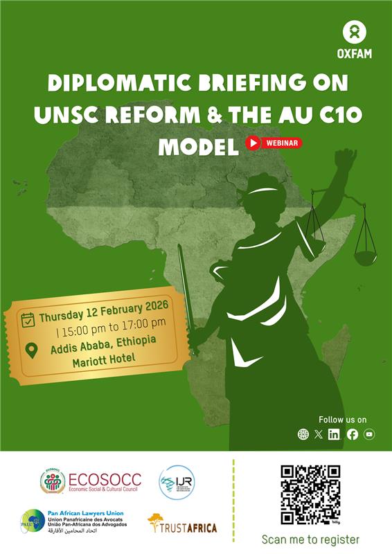 Africa is central to the UN Security Council’s peace &amp; security agenda, yet still the only continent without permanent representation.
📅 On the margins of #AUSummit2026, join us for a discussion on #UNSC reform, political equity &amp; historical justice. ➡️us06web.zoom.us/webinar/regist…