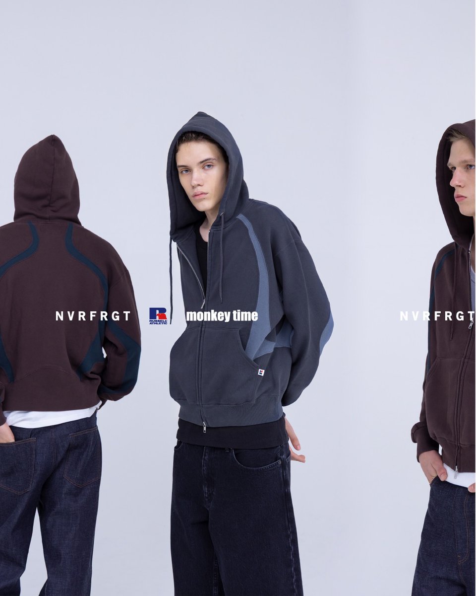 Russell Athletic × NVRFRGT ジップ フーディー Russell Athletic × NVRFRGT × monkey time＞パネル ジップ フーディー