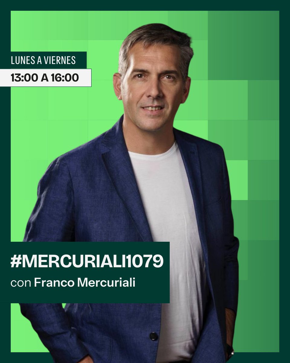 🗣️ Opinión, debate y toda la actualidad con la firma de Franco Mercuriali. El análisis que buscás con el ritmo que necesitás. ⚡️

📻 #Mercuriali1079 con <a href="/fmercuriali/">Franco Mercuriali</a>, <a href="/vaninaparejas/">Vanina Parejas🎙️📻📺🎧</a>, <a href="/Tomidiazcueto/">Tomas Diaz Cueto</a> y <a href="/Maruleone/">Maribel R. Leone</a>