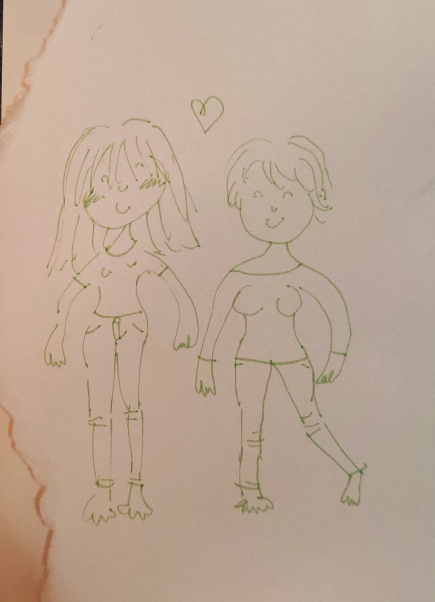 There have been thieves in our storage so I took the Box of Memories up to my apartment for safety. Found this doodle of me and a girlfriend from 2019