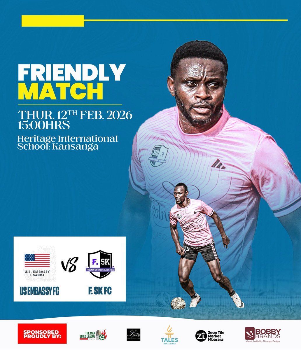 KICKOFF ALERT! 

Get ready for an epic Friendly Match this Thursday! 

It’s US Embassy FC vs. F.SK FC going head-to-head. You don't want to miss this!

📅 Thurs, Feb 12, 2026 ⏰ 15:00 HRS 📍 Heritage International School, Kansanga

See you on the pitch