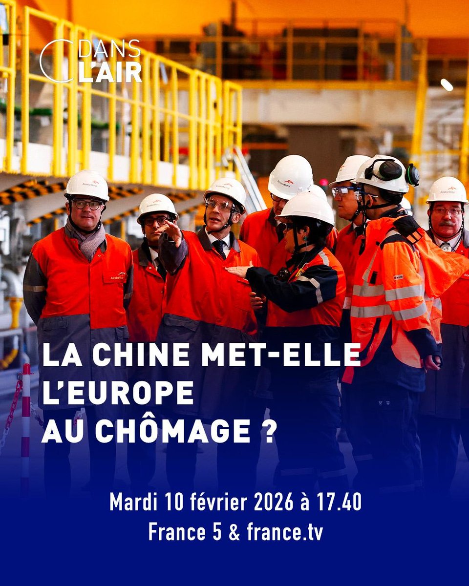 Cdanslair's tweet image. ⬛La Chine met-elle l'Europe au chômage ?

Nous en parlerons dans #cdanslair : bit.ly/EmissionCdansl… donne rendez-vous avec @dseux @C_Barbier @MathieuPlane et @SophiFay.

Rendez-vous à 17.40 sur France 5 ! 
#Industrie #Europe #Chômage #Chine #EtatsUnis