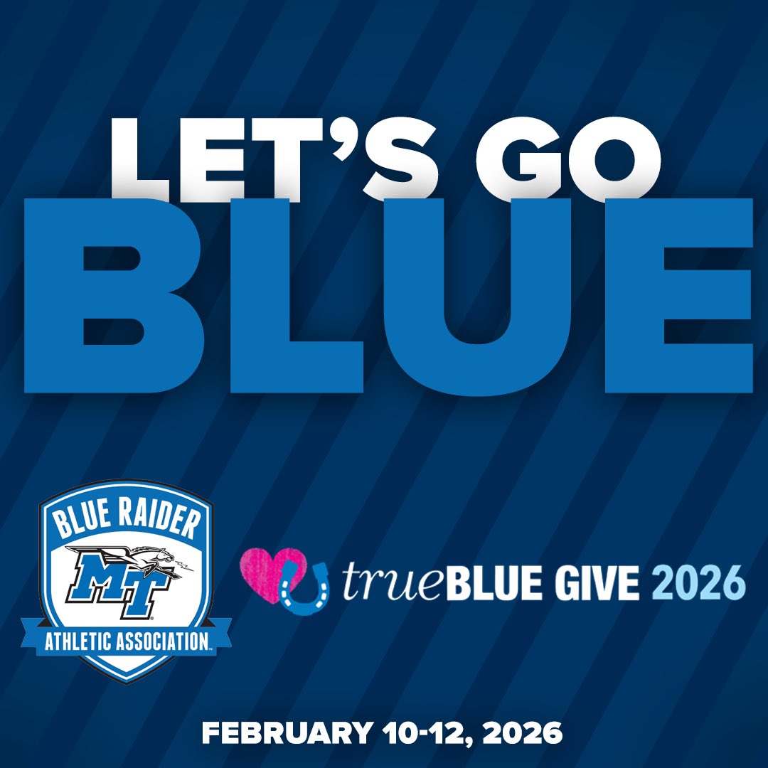 MTSUBRAA's tweet photo. Join @MTAthletics in this True Blue tradition - the #TrueBlueGive campaign starts today! Show your support by making a gift to Blue Raider student-athletes at https://t.co/4MaOfQvWpv! You can be a part of it, together we are building champions 💙 https://t.co/rNTV4OMtdR