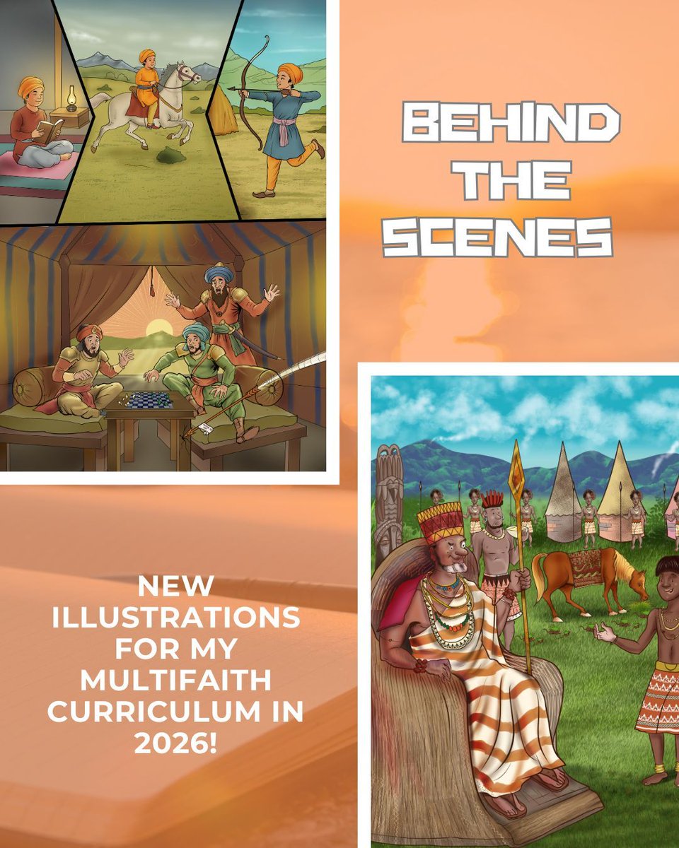 WorldRel4Kids's tweet photo. Revising the Peace Unit of my Multifaith Curriculum with new illustrations by Raman Bhardwaj, bringing peaceful problem-solvers from different traditions to life. #Peace #ReligiousLiteracy #Multifaith #Sikh #AfricanFolklore Follow along: https://t.co/qKK61IsmYA 📚 @artistraman https://t.co/xRwIawiAl0