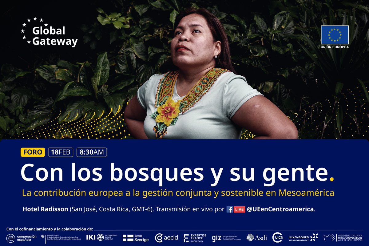 ¡Cuando el 🇪🇺#EquipoEuropa actúa, el impacto se multiplica! 💪🏽 Apoyamos a 80+ organizaciones y 150+ acciones en los 🌳#GrandesBosques de #Mesoamérica junto a 🇪🇸🇩🇪🇫🇷🇸🇪🇱🇺🇮🇹. ¡Te lo queremos contar!

🗓️ Miércoles, 18 de febrero.
🕣 8:30 a.m. (GMT-6)
📹 En vivo: