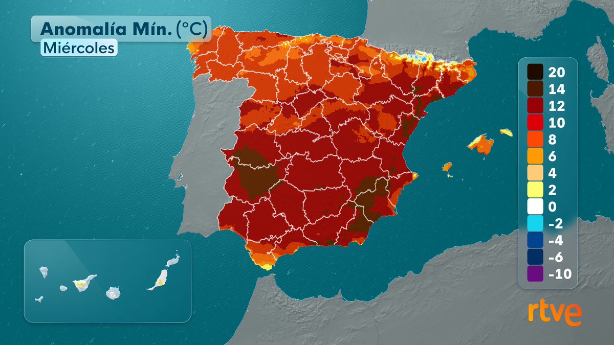 marcsansa's tweet image. ☝️Mañana las temperaturas #mínimas serán extraordinariamente altas para la época, principalmente en el Mediterráneo. En algunas zonas podríamos no bajar de los 20 °C, tal y como ha ocurrido ya hoy en el sur de Valencia. ¡Y todo ello en pleno febrero! #NocheTropical