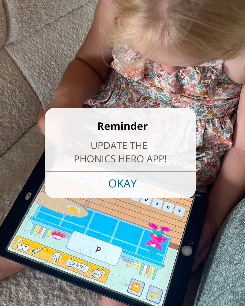 🔔 Reminder: App Update Needed

A quick reminder to ensure the Phonics Hero app is updated on all devices. This update improves the Spell and Sentence games.  If the app isn’t updated, some games may stop working.

Thank you 🙌