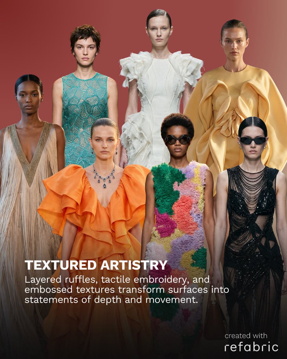 RefabricAI's tweet photo. SS26 signals a bold evolution in form, texture, and expression. From artisanal surfaces and sheer layers to refined leather and vibrant colors, each trend has been reimagined through Refabric, revealing how a single idea can unfold into endless design possibilities 🌸

#refabric https://t.co/ftZhRnZfRn