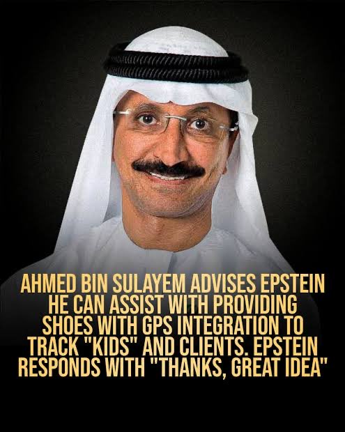 This is Sultan Ahmed bin Sulayem. He is the billionaire CEO of DP World based in Dubai.

He emailed Epstein that he could track the children by putting GPS devices in their shoes.

Our government is protecting him along with every other rich pedophile in the Epstein files.