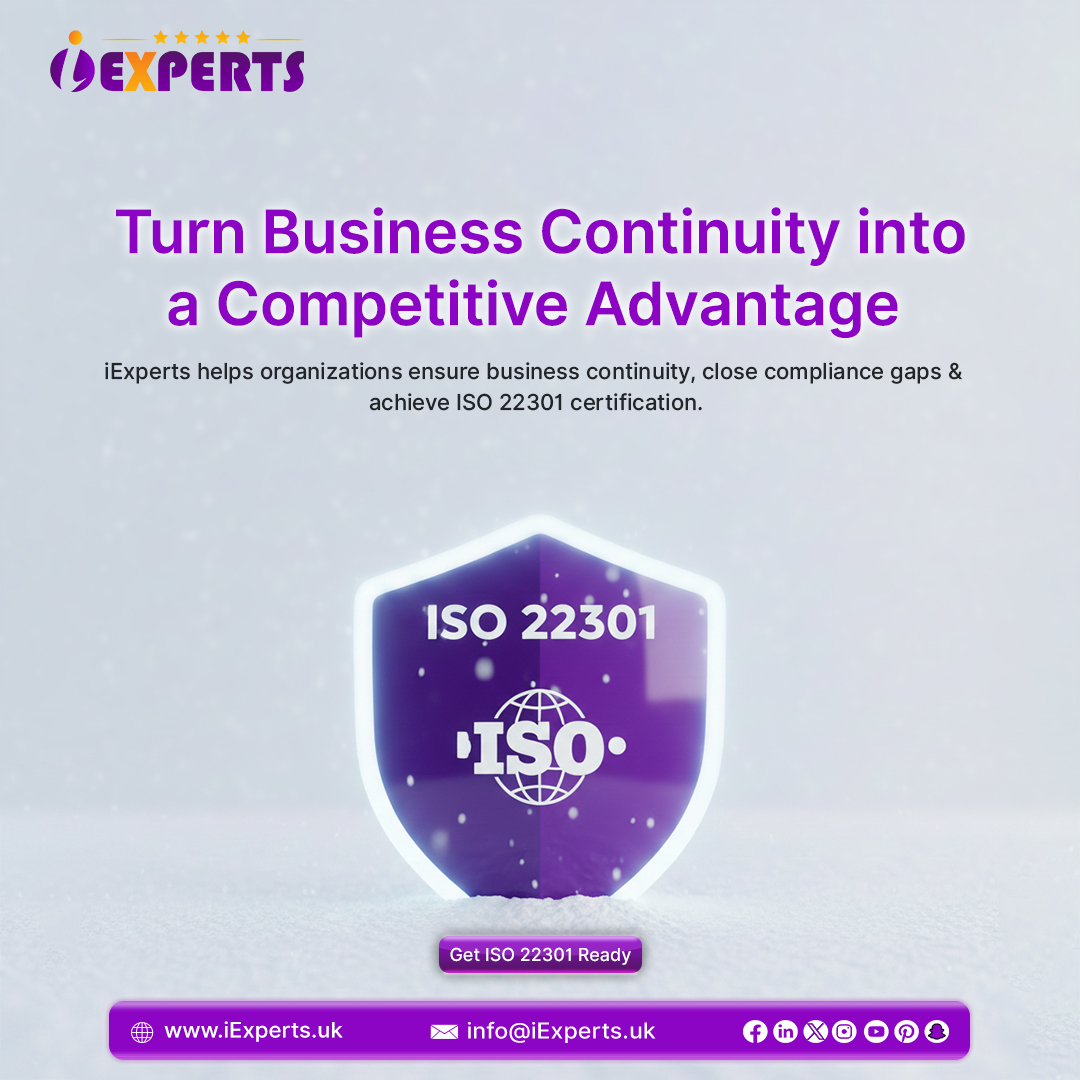 iExperts helps you build strong business continuity, close compliance gaps, and get ISO 22301-ready.

📩 Turn resilience into a competitive advantage
🔗 iexperts.uk/Complience/C35…
#iExperts #ISO22301 #BusinessContinuity #BCMS #Resilience #Compliance
