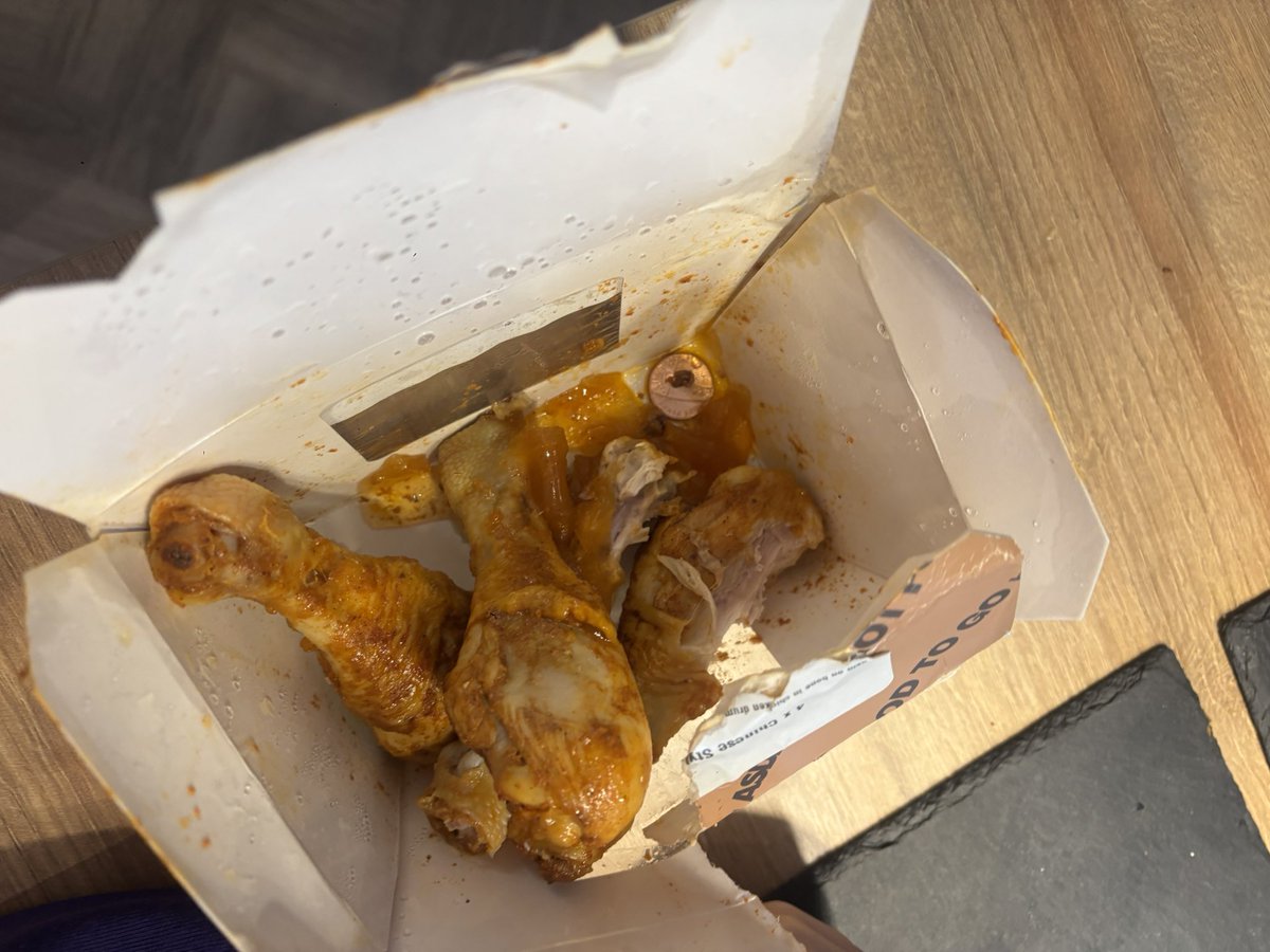 sgro1125's tweet photo. @AsdaServiceTeam not happy that money was found in a sealed box of chicken drumsticks at the hot counter. Good job, my son is aware of choking dangers What a waste of tea for him as he will not be eating coin germ infested food https://t.co/3osaiFnrug