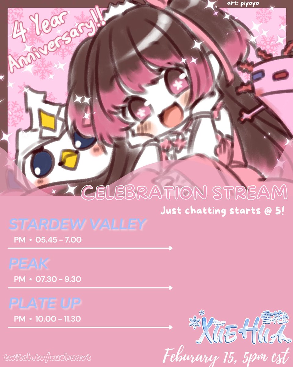 ITS BEEN 4 YEARS ❄️❄️❄️
that's crazy i've been streaming since i was in hs☆~ come pop by my celebration stream this sunday! i got hands to throw! #vtuber