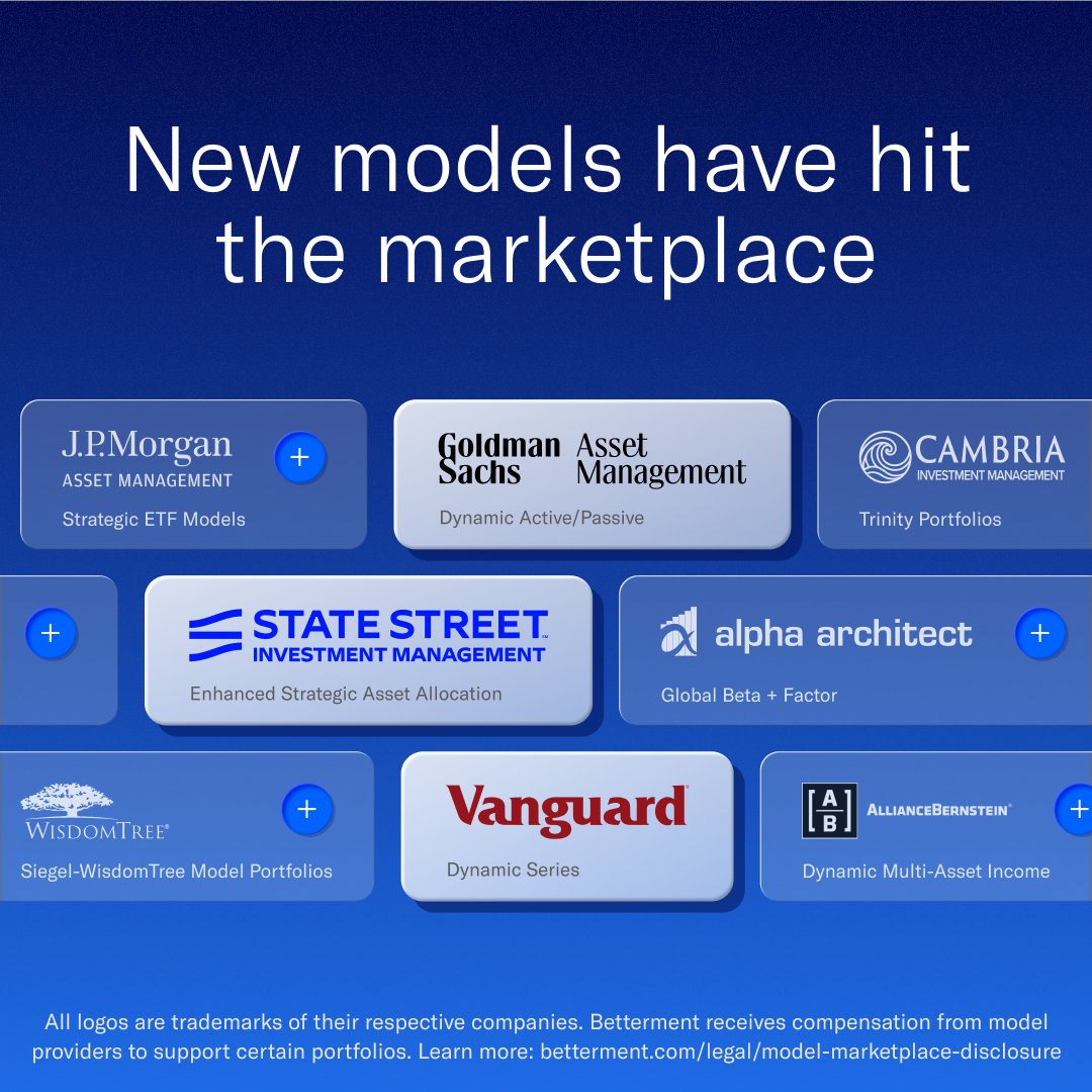 More choice is here. We’ve expanded our lineup of models from leading asset managers, built to work with our tax management suite.

Explore the marketplace: betterment.com/advisors/model…