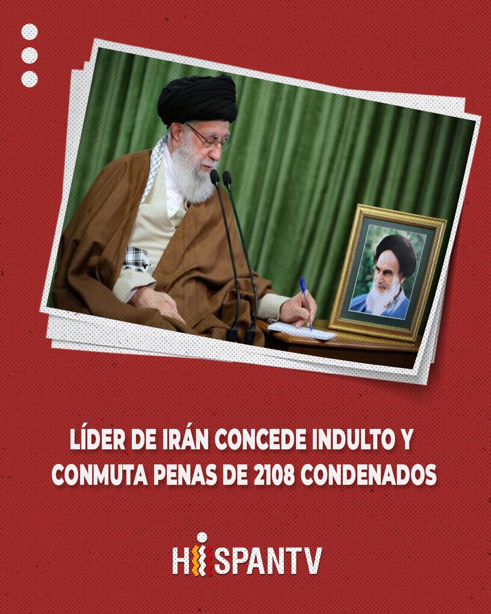 🔴Líder de Irán concede indulto y conmuta penas de 2108 condenados

🔸 El Líder de la Revolución Islámica de Irán, el ayatolá Seyed Ali Jamenei, ha acordado indultar o conmutar o reducir las sentencias de más de 2000 personas.

🔗 Nota completa: tinyurl.com/45nv6yev
