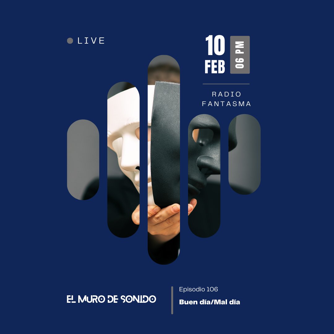 A veces la diferencia entre un buen y un mal día, puede ser una canción.

No te pierdas el nuevo Muro de Sonido con pura rolaza. En vivo por acá 👇

radio-fantasma-mx.mixlr.com/events/4844955

Hostea <a href="/jafrias26/">jafrias</a>