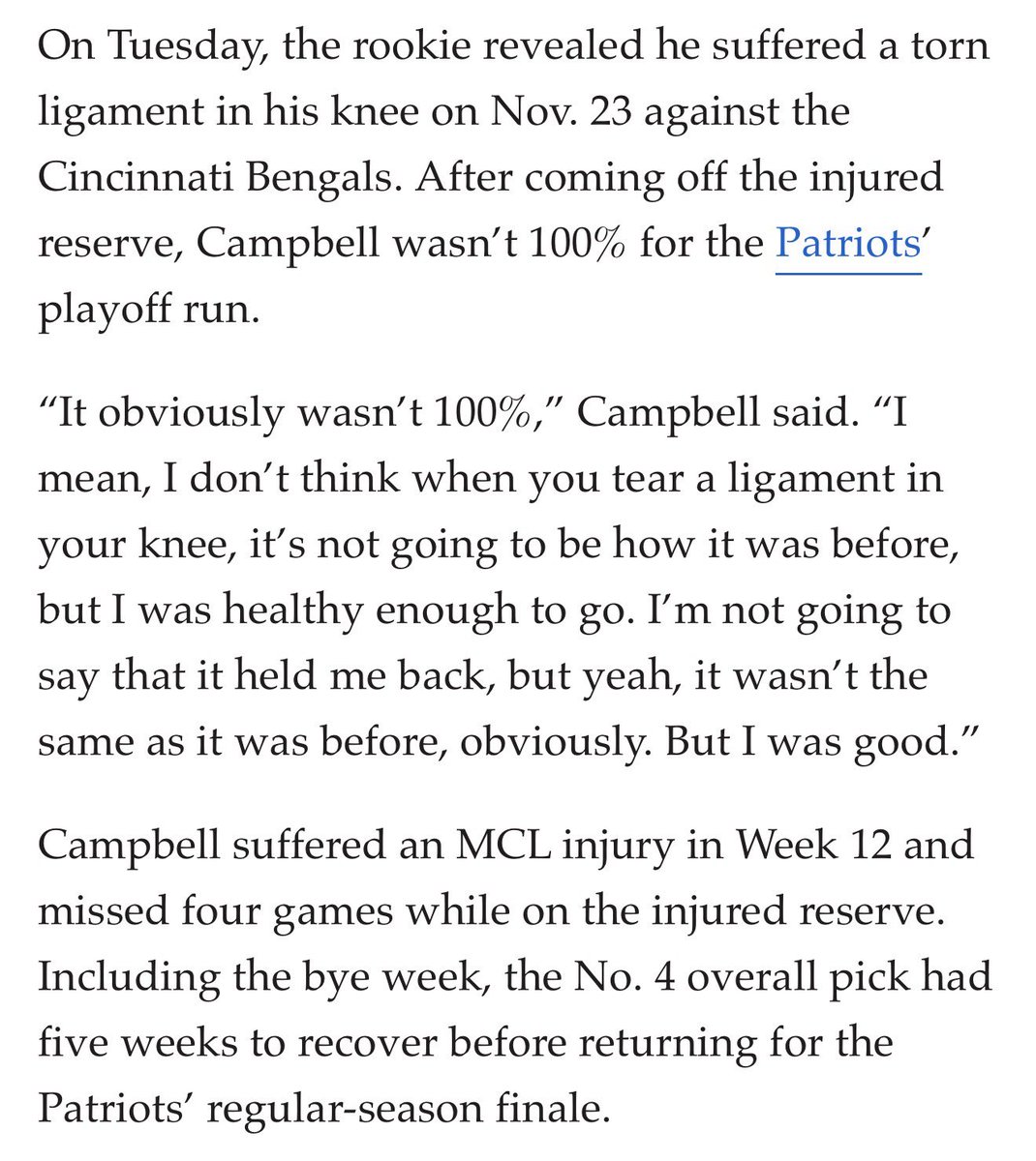 DrJesseMorse's tweet image. Will Campbell 

Confirmed MCL injury on 11/23/25 that was likely a partial tear as opposed to a mild sprain today in article by @ByMarkDaniels 

This is the main stabilizer for the medial/inner aspect of the knee (see pictures from previous tweet). 

Since it was to his right…