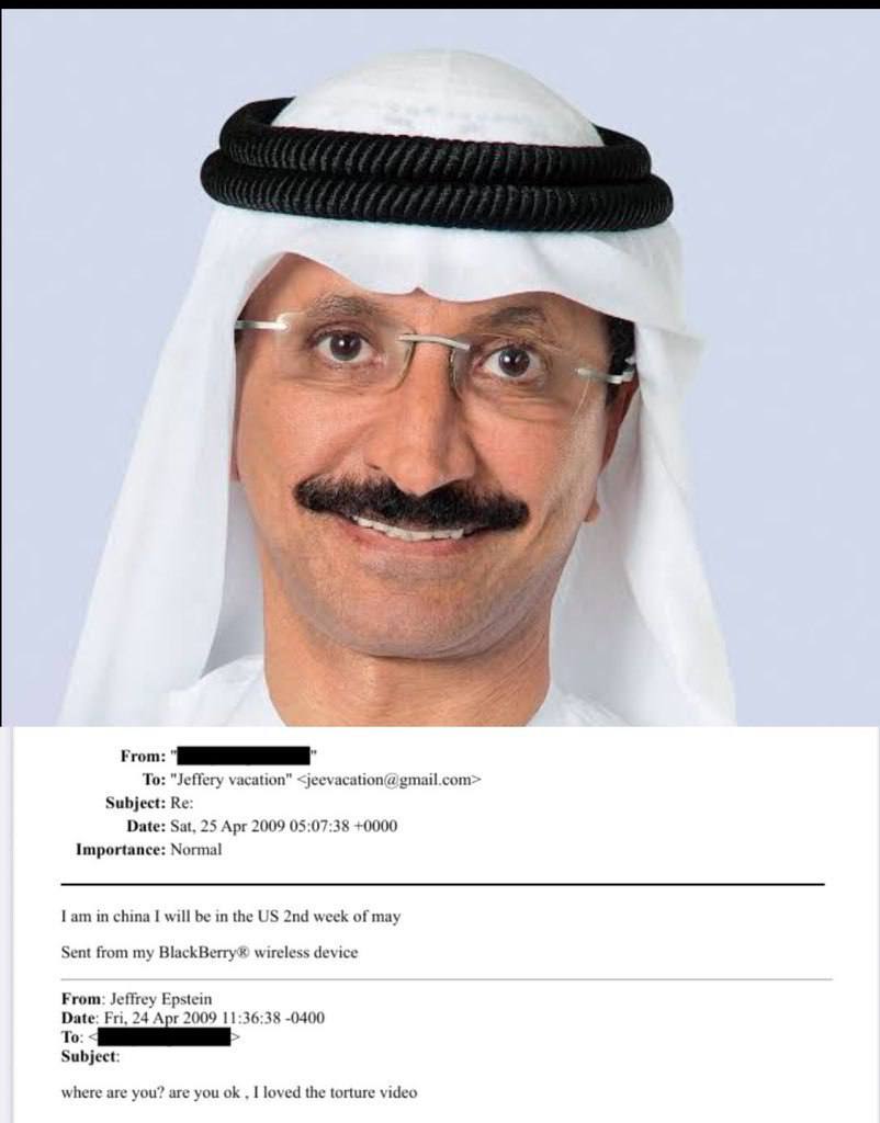SyedaSadat's tweet photo. اپستین به سلطان احمد بن سلیم
از ویدیو شکنجه لذت بردم!
سلطان احمد یکی از برجستهترین تجار و چهرههای اقتصادی امارات متحده عربی است که نقش کلیدی در تبدیل دوبی به یک قطب تجاری جهانی ایفا کرده است.
...
چهره این منافقان را بیشتر افشا می سازیم.
#western_civilization https://t.co/jAXr9ekr43