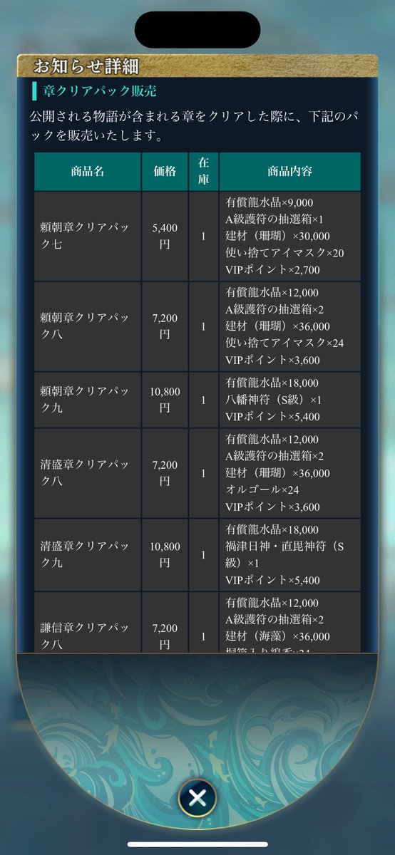 お知らせにちゃんとクリアパックの詳細あるからクリアする前にみんな確認しようね！！