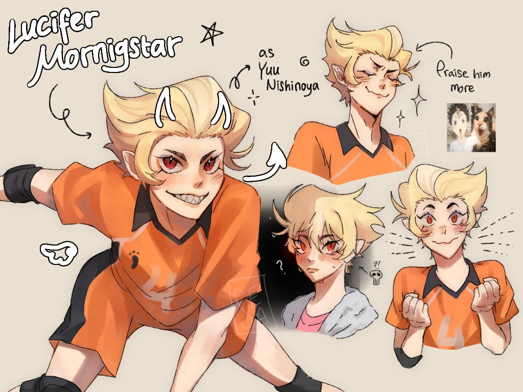 imafreakyboy's tweet photo. Spreading my Lucifer as Nishinoya agenda 🗣️🗣️ who’s with me!! 

#LuciferMorningstar #LuciferHazbinHotel https://t.co/HQrEGInyqG
