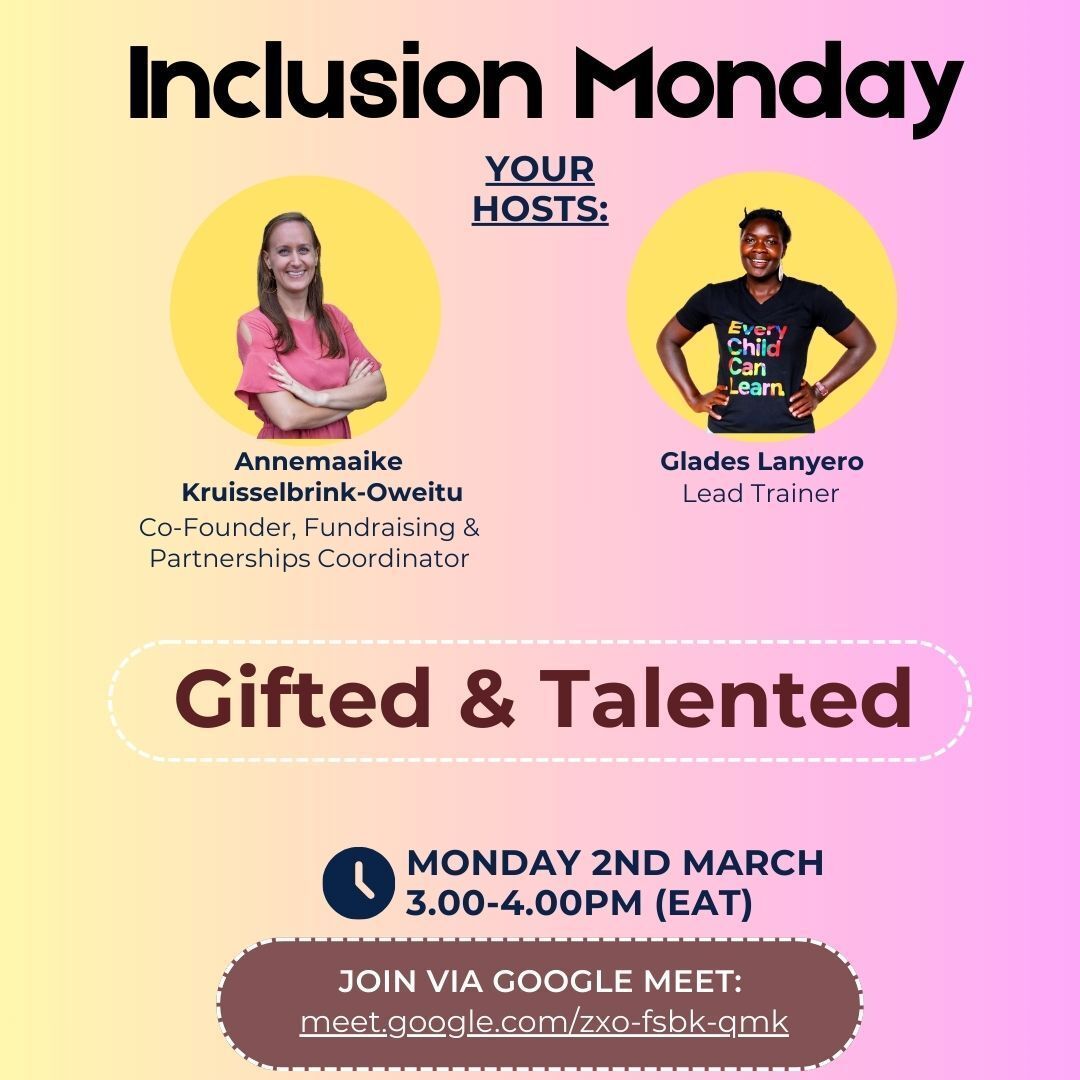 Backup_Uganda's tweet photo. Every child carries unique gifts, including those with learning difficulties and disabilities.
Join our next Inclusion Monday on being “Gifted and Talented.”
🗓 Mon, 2 March 2026 | ⏰ 3–4 PM (EAT)
Be part of the conversation:
👉 https://t.co/K9lP1grL1o
#InclusionMonday https://t.co/PzsCEcDPsG
