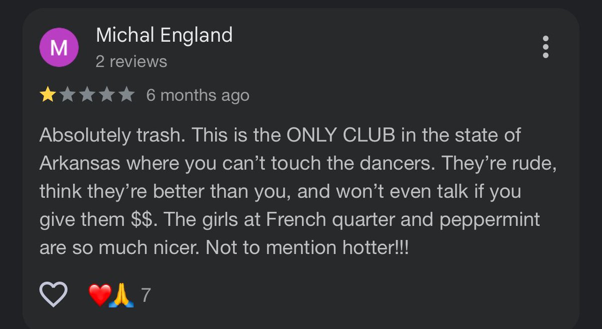 woopigitis's tweet photo. Leaving a yelp review on a strip club is wild 💀 https://t.co/goAJAUzr7Y