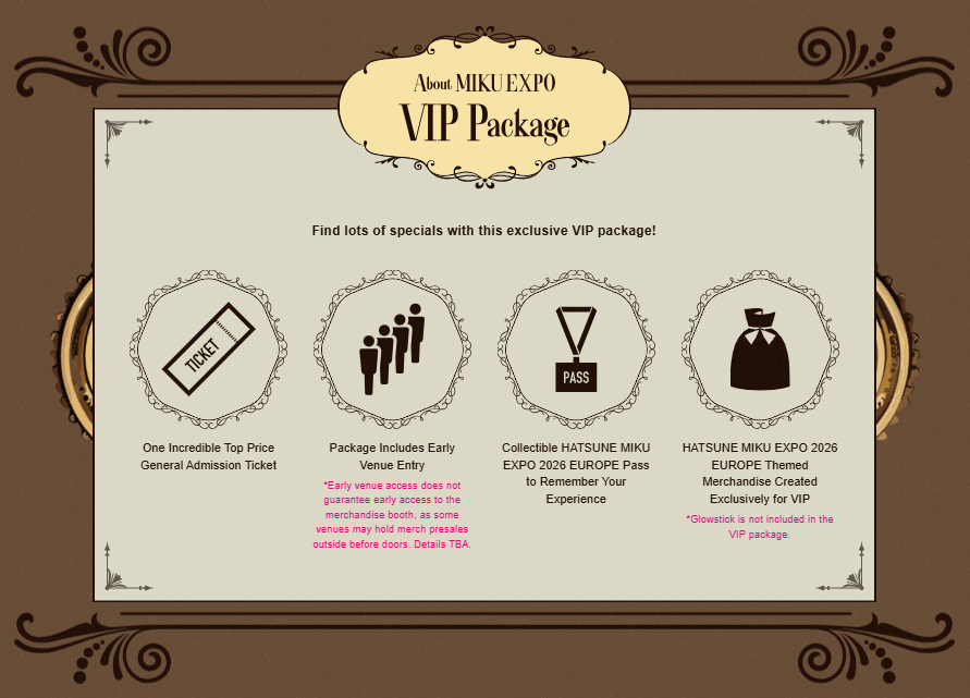 mikuexpo's tweet photo. 🌐About VIP Tickets ＆Glowsticks at MIKU EXPO 2026 EUROPE🌐

You can find details about VIP packages and info on Glowstick regulations here and on our website now.
Make sure to check them out before buying your tickets!! 🎫
https://t.co/yRGWwCaaIF

#MIKUEXPO2026 #MIKUEXPO #HatsuneMiku