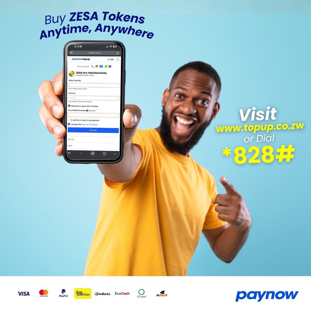 paynowtopup's tweet photo. Power your home in seconds ⚡️
No queues. No stress. Just instant ZESA tokens anytime, anywhere.
Tap in 👉 https://t.co/2j9wgqAQ1R or dial *828# and stay connected. https://t.co/dR9phBL7Qd