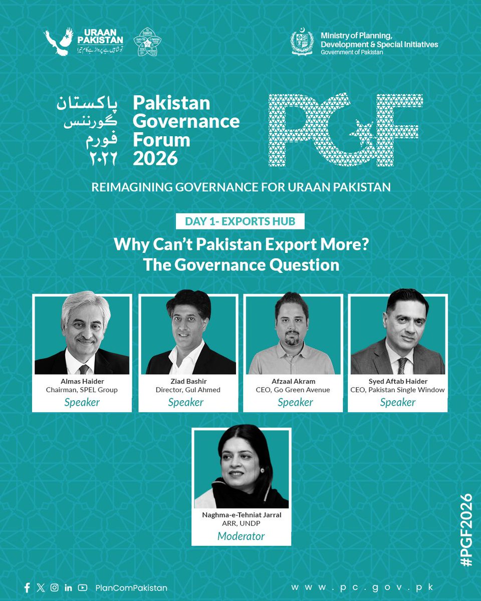 PakSingleWindow's tweet photo. #PSW is proud to participate in the 𝗣𝗮𝗸𝗶𝘀𝘁𝗮𝗻 𝗚𝗼𝘃𝗲𝗿𝗻𝗮𝗻𝗰𝗲 𝗙𝗼𝗿𝘂𝗺 2026 to shape the future of governance for #UraanPakistan. PSW will take part in the panel discussion “𝗪𝗵𝘆 𝗖𝗮𝗻’𝘁 𝗣𝗮𝗸𝗶𝘀𝘁𝗮𝗻 𝗘𝘅𝗽𝗼𝗿𝘁 𝗠𝗼𝗿𝗲? 𝗚𝗼𝘃𝗲𝗿𝗻𝗮𝗻𝗰𝗲 𝗤𝘂𝗲𝘀𝘁𝗶𝗼𝗻” where key issues impacting Pakistan's export potential will be explored. @CEOPSW will share his insights on overcoming these challenges and driving sustainable economic growth. Through such engagements, PSW continues to contribute to enhancing trade efficiency and connecting Pakistan to global markets.

@PlanComPakistan

#PGF2026 #GovernanceForum #UraanPakistan