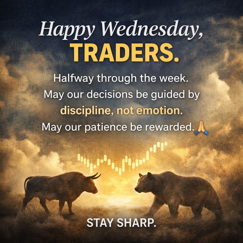 Good Morning Traders🌟 

Halfway through the week.
May our decisions be guided by discipline, not emotion.
May our patience be rewarded. 🙏

Stay sharp.