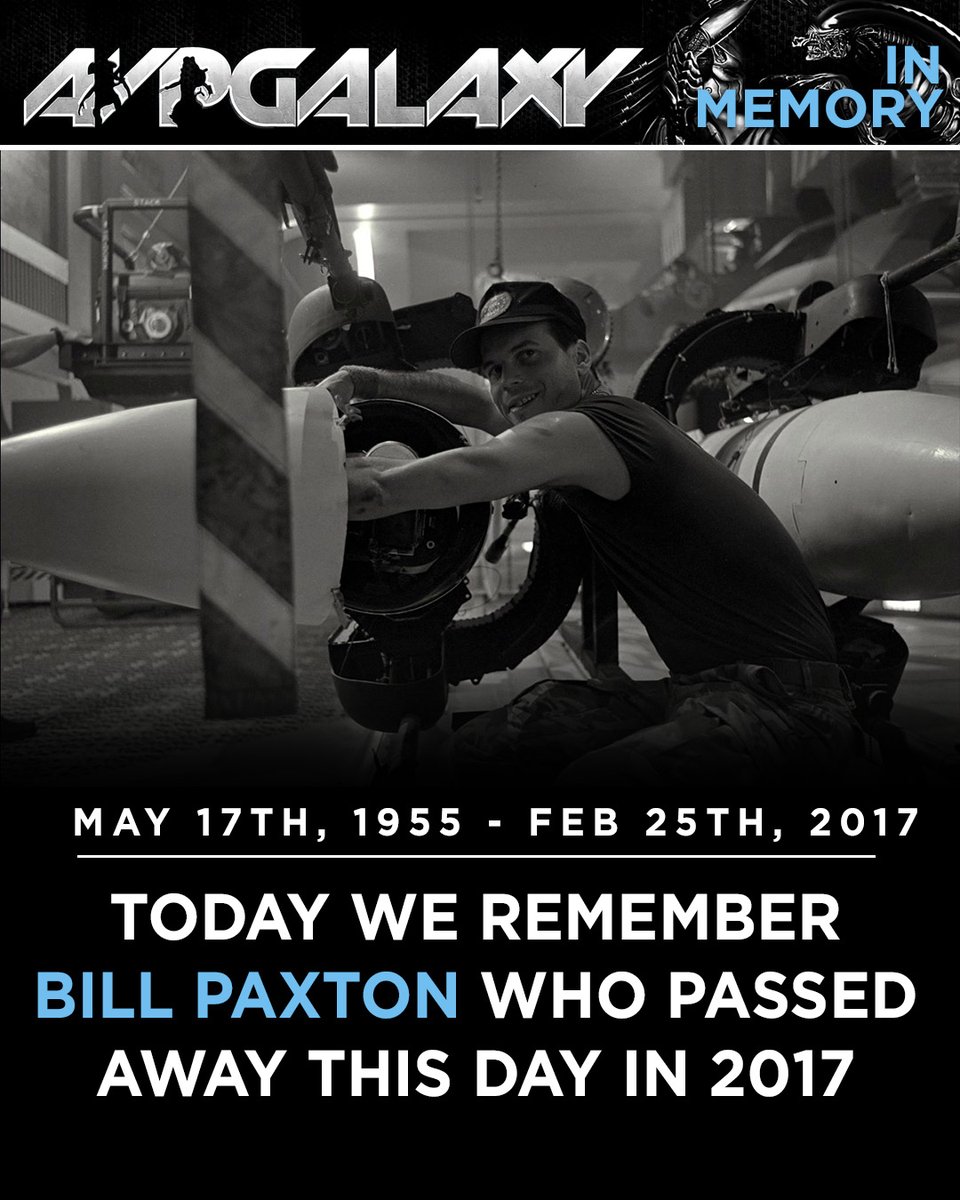 Today the staff and community of Alien vs. Predator Galaxy remember Aliens and Predator 2's iconic Bill Paxton who passed away 10 years ago today. These franchises wouldn't be the same without him. #BillPaxton #InMemory #RIP #Aliens #Predator2
