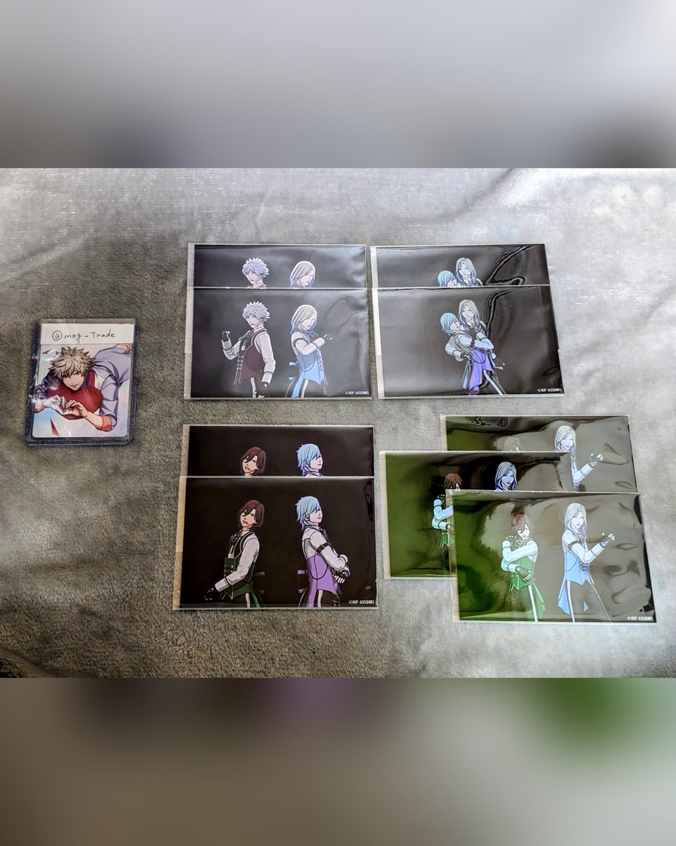 mog_Trade's tweet photo. 【交換】うたプリ　ASSHC　ASSDMS　トレーディングブロマイド　QUARTET NIGHT　カルナイ

譲⏩️画像1枚目：嶺二、蘭丸、藍、カミュ

求⏩️画像2枚目：蘭丸+藍

郵送優先。手渡しは3/20、3/22に幕張にて可。
お心あたりございましたら、検索からもお気軽にお声掛けをよろしくお願いいたします🙇🏻‍♀️ https://t.co/GJjnG3m81t