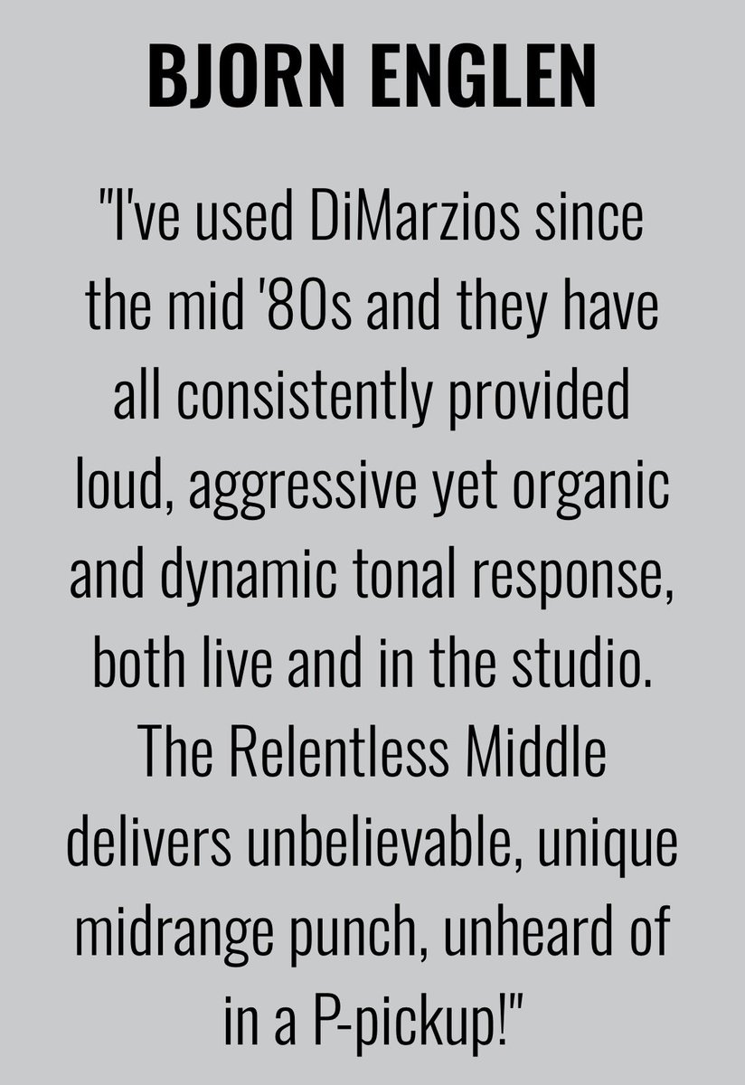 BjornEnglen's tweet photo. I'm very proud to endorse this fine brand. I've used DiMarzios since the 80s. The greatest pickups, period.
https://t.co/ykHwzYqb0d https://t.co/8RL6wJ3yKY