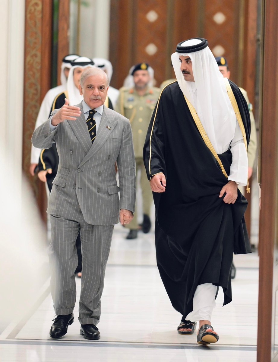 Prime Minister Muhammad Shehbaz Sharif and His Highness Sheikh Tamim bin Hamad A...