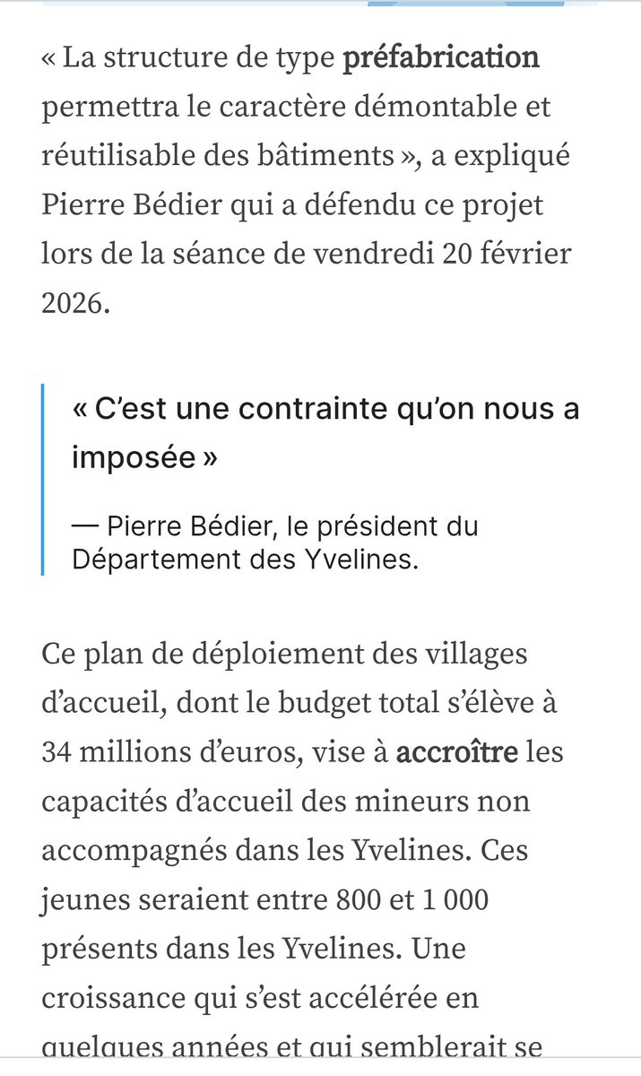 Yvelines : 34 millions d’euros d’argent public pour créer 5 villages de migrants.
Merci <a href="/Prefet78/">Préfet des Yvelines 🇫🇷</a> <a href="/pierre_bedier/">Pierre Bédier</a> <a href="/Les_Yvelines/">Les Yvelines</a>.