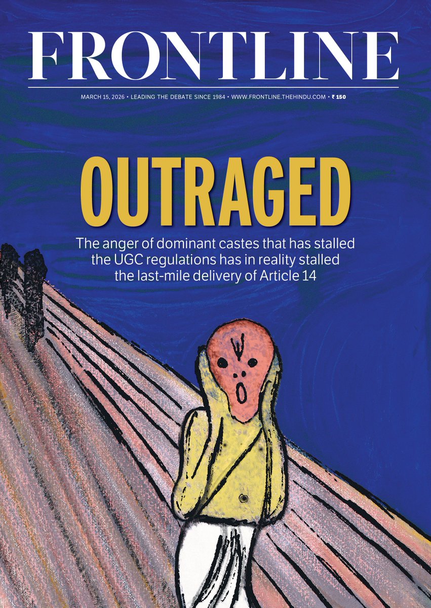frontline_india's tweet photo. NEW ISSUE ALERT! 🚨

This fortnight in @frontline_india:  

OUTRAGED: The anger of dominant castes that has stalled the UGC regulations has in reality stalled the last-mile delivery of Article 14

Read our latest issue here: https://t.co/E7kFyGxfwB https://t.co/X9a4T6zvky
