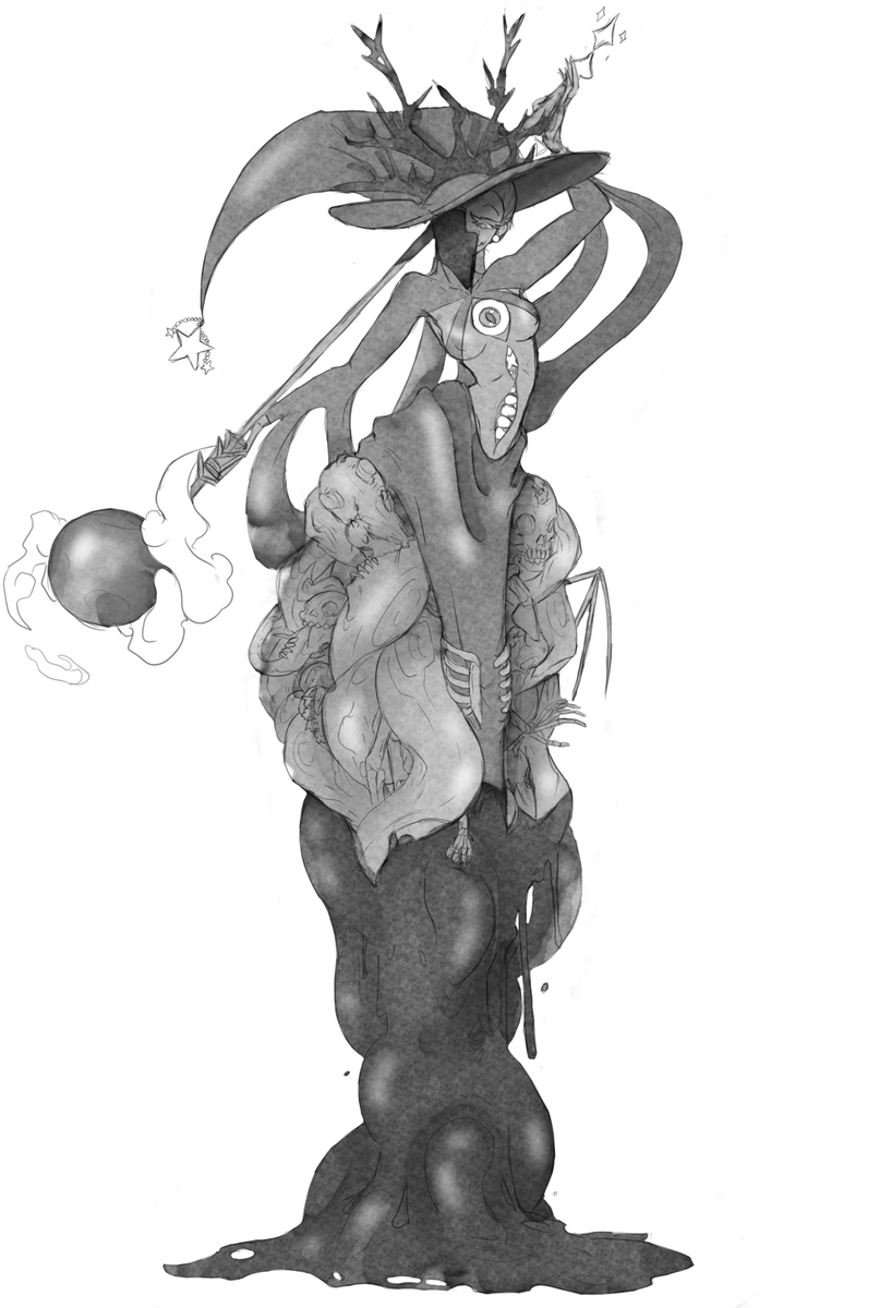 Memeshero1's tweet photo. Working around my new drawing limitations by re-doing my madokatale designs.  I'm planning on making them more witches vs magical girls cause its more fun. First up is the nightmare witch. name pending. #undertaleau https://t.co/JLwiUGaUfG