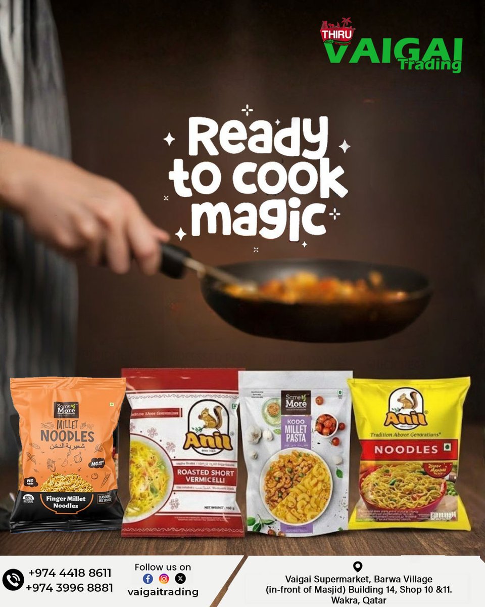 VaigaiTrading's tweet photo. Ready to cook magic....

📍 Vaigai Supermarket, Barwa Village (in-front of Masjid) Building 14, Shop 10 &amp;11. Wakra, Qatar
📱 +974 4418 8611 | +97439968881
📩 vaigaitr@gmail.com
🛒 https://t.co/K85lYuFHA9 https://t.co/99lkbkuQsR