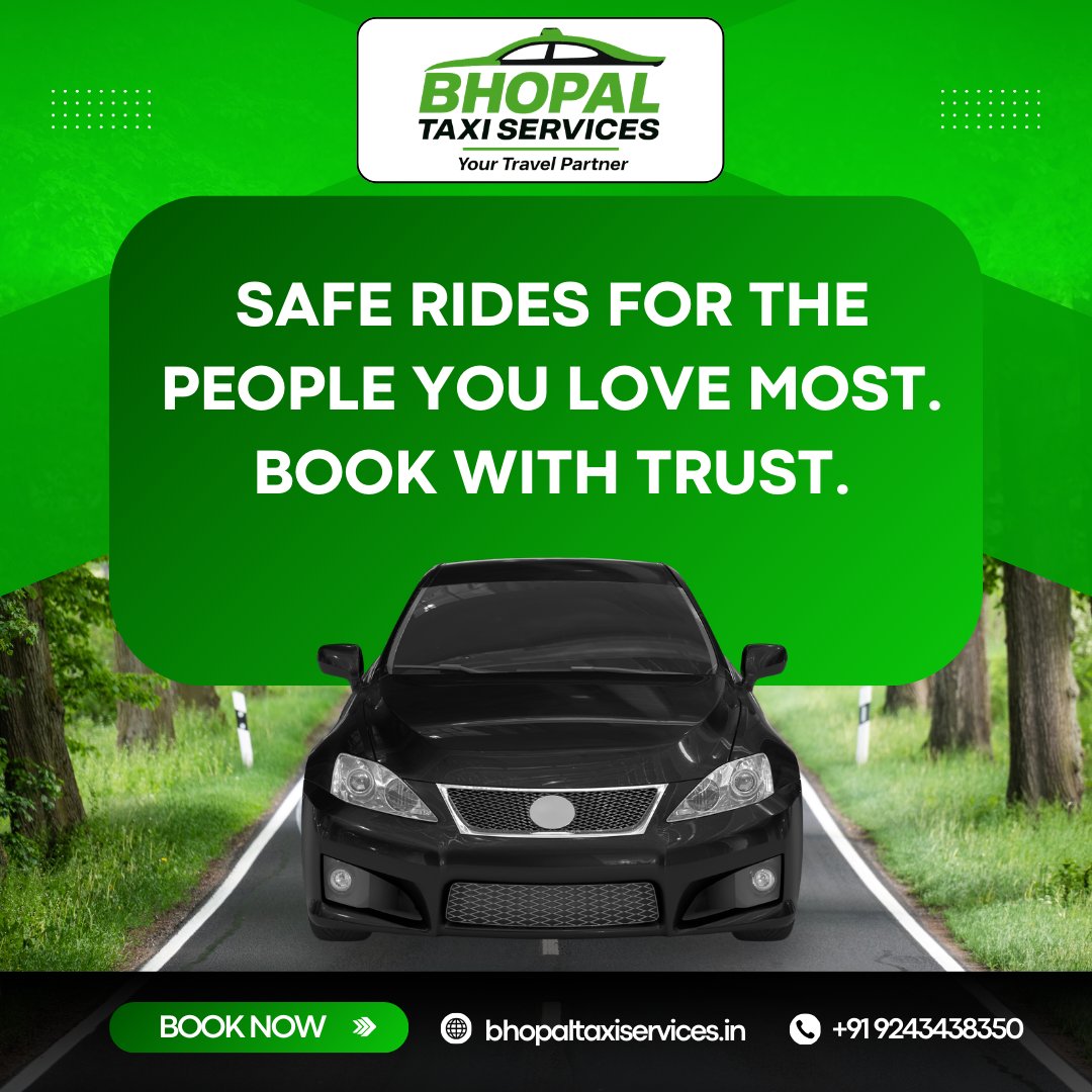 BhopalTaxi_04's tweet image. Safe rides for the people you love most. Book with trust.”

#BookACab
#RideWithEase
#CabBookingMadeSimple
#YourRideYourWay
#TravelSmart