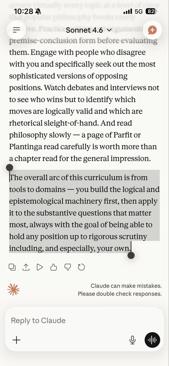 aronchernick's tweet photo. @AmandaAskell What differentiates Claude for me is that it humanizes and empathizes with contrasting positions. 

It also is very good at “life hacking” by giving the major works as well as the shortcuts to do the bare minimum. 

Also I felt while using it that there was a certain profundity. https://t.co/SA9Sa3IFM6