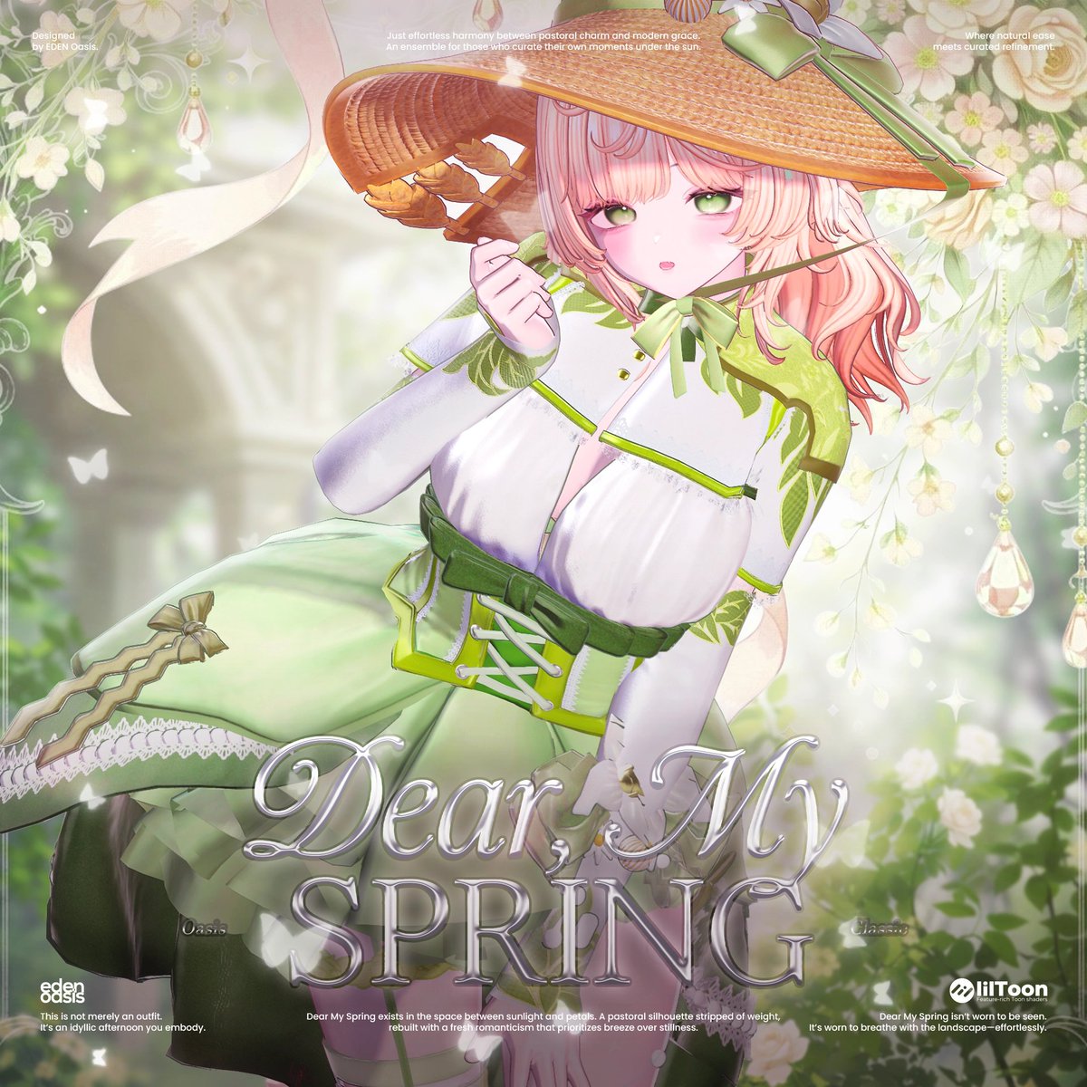 【新作 先行公開 &amp; RTキャンペーン】
EDEN OASIS 新作「Dear, My Spring」を先行公開いたします。
発売を記念してRTキャンペーンを開催 ！

プレゼント内容
抽選で5名様に 本衣装【フルセット】をプレゼント。
BOOTHのスキ💙が150増えるごとに
当選者＋1名追加

応募方法
① フォロー
②