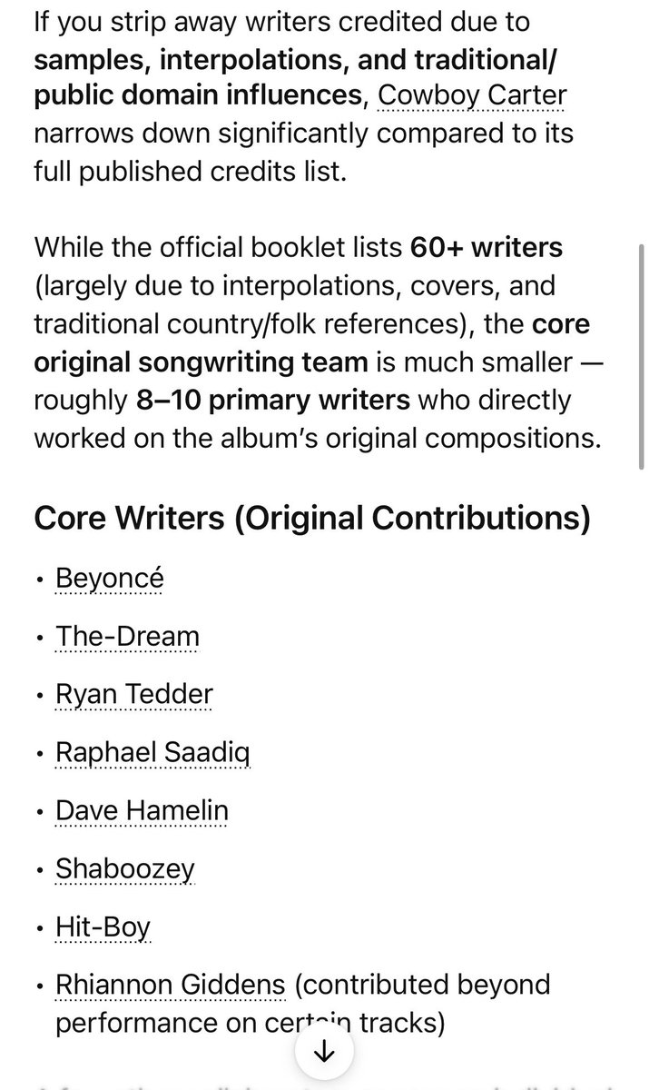 BeyHiveHD's tweet photo. When you take away the SAMPLE CREDITS from “Renaissance” &amp; “Cowboy Carter”. https://t.co/ZJvlNice6T