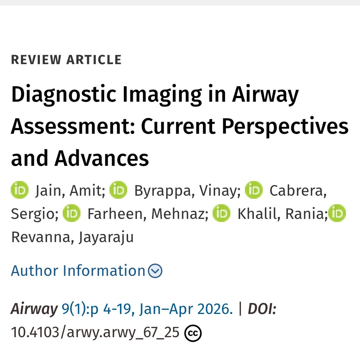 AirwayJournal's tweet photo. An insightful article on diagnostic imaging in Airway Assessment. After a comprehensive literature search, the article discusses the different imaging modalities used for predicting difficult airways. 

https://t.co/Saj2kbcD8C https://t.co/VytWj08KNF