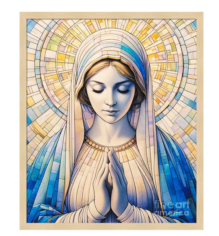 Luminous Grace — a moment of prayer captured in light. Inspired by stained-glass tradition and sacred iconography, this artwork brings peace, faith, and quiet beauty into any space.   Available in different sizes and media — you can find it here: is.gd/AJDcmw