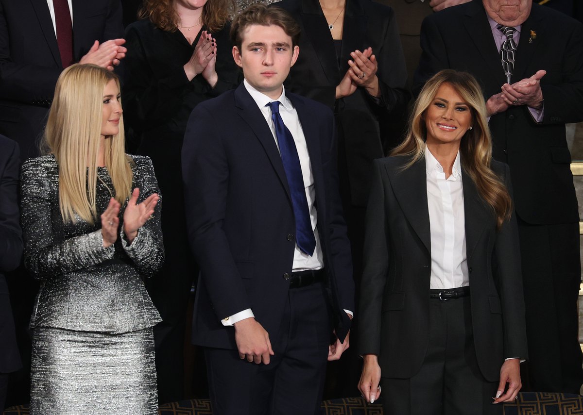 Barron Trump, the president's youngest, is a surprise attendee at SOTU. He has not been at a public, official event since the Inauguration.

Credit to Getty